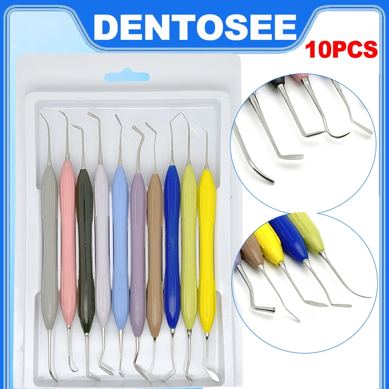 

10 шт., набор инструментов для восстановления, наполнитель из стоматологической смолы, эстетический нож для восстановления, силиконовая ручка, стоматологические инструменты