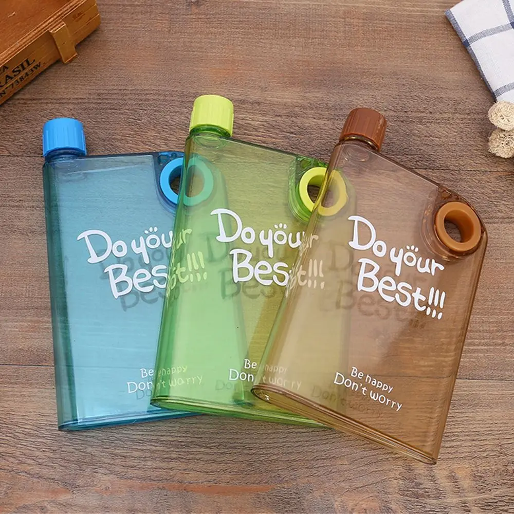 Portable Reusable Sports Drink Bottle Plastic Juice Cup Flat Water Bottle