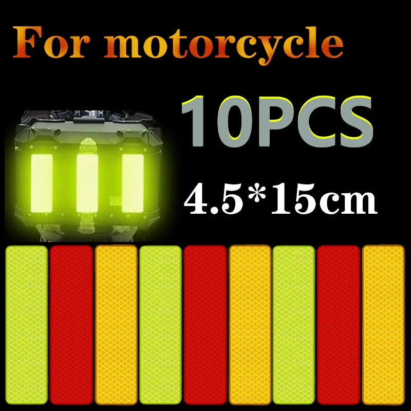 

10PCS Side Top Luggage Box Case Trunk Anti-collision Decorative Night Safety Warning Strip Motorcycle Reflective Sticker Strips