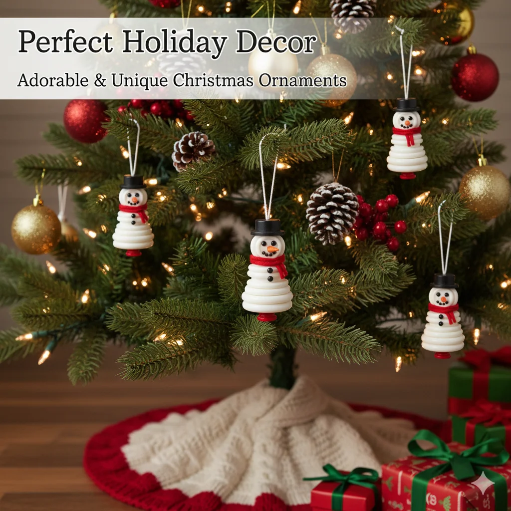 DIY Christmas Ornament Kit Make Your Own Snowman Santa Angel Tree Button Crafts Handmade Decor Kids Family Holiday Activity
