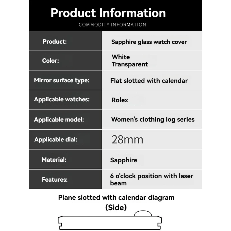 279171 279173 279174 279138 279161 279383 for Rolex women's wear log type 28 disc scratch resistant sapphire watch glass