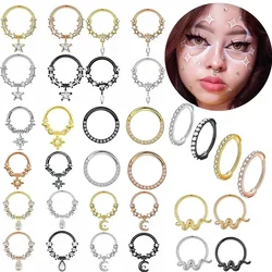 1PCS Moon Planet Septum Hoop Clicker Dangle Nose Ring Star Helix Hoop Earring Cartilage Jewelry Nose Ring Hoop Septum Piercing
