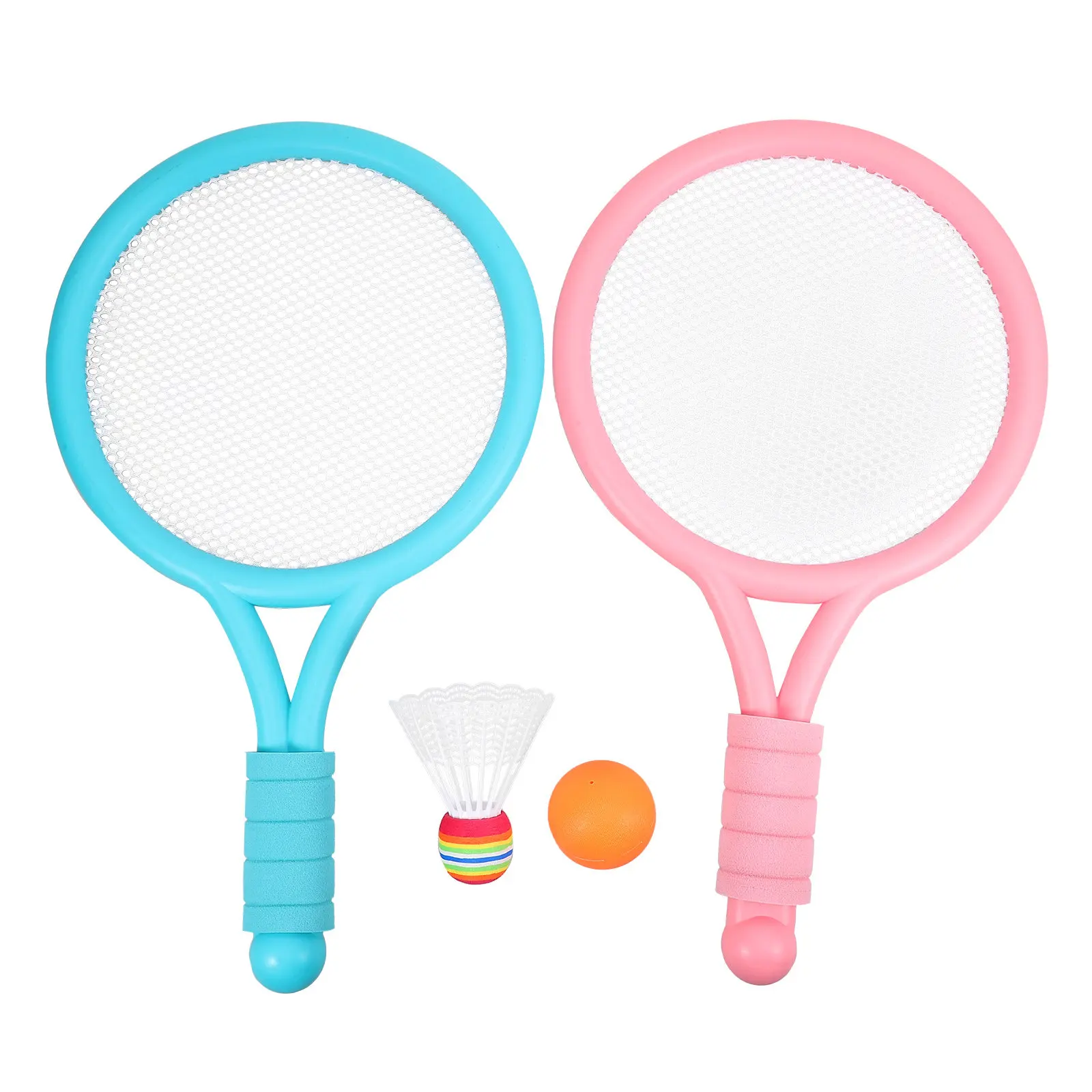 

1Set Childrens Badminton Rackets Set with Ball Easy-Grip Handle for Kids 3 Years Old Up Exercise Coordination Reaction Hand-Eye