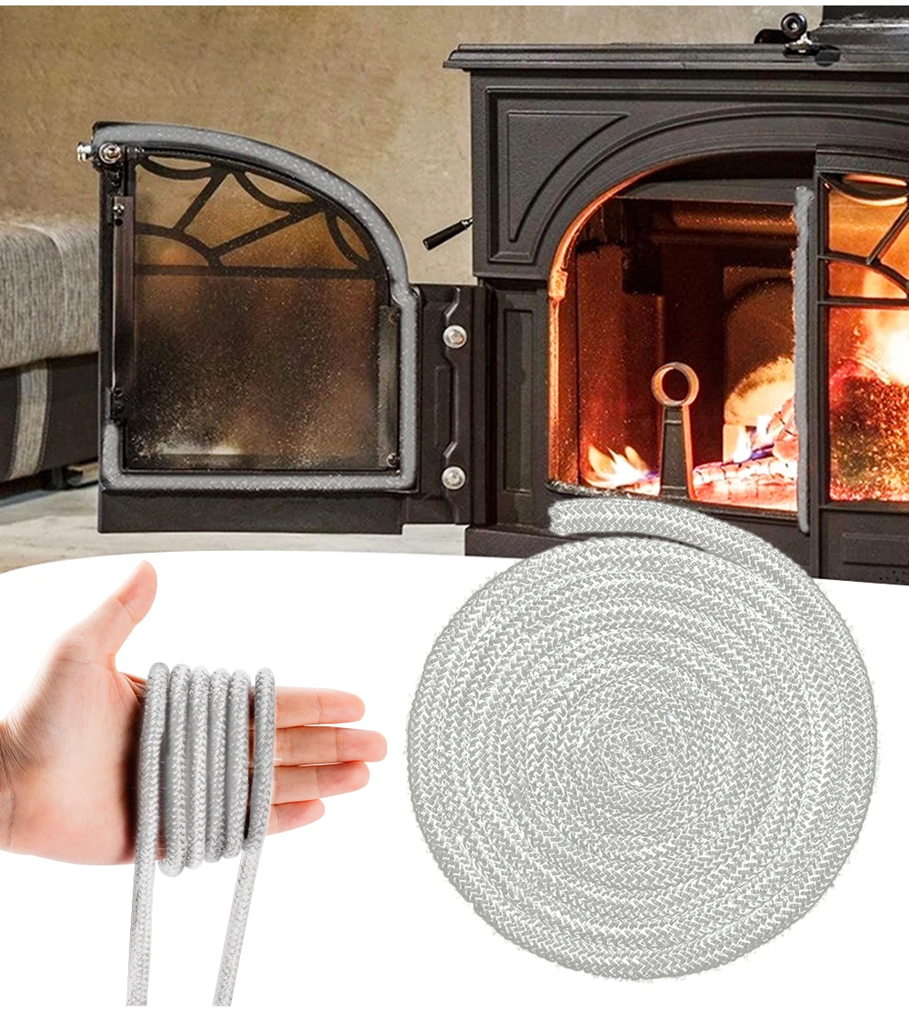 6/8/10/12mm 2M Fireplace Sealing Rope Stove Fire Ropes Wood Fiberglass Sealing Cord Gasket  Replacement For Fireplaces Boiler