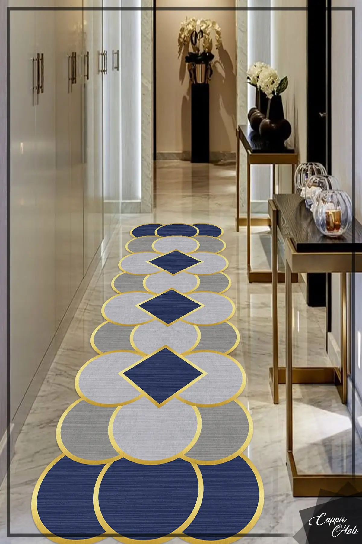 DOLBOVI navy blue-gray color laser cutting carpet (washable non-slip leather base)-Cp1013