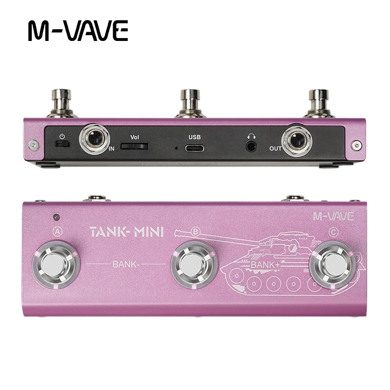 

M-VAVE Tank Mini Multic Effect Гитарная бас-педаль Поддержка ИК-записи и OTG Встроенные эффекты кабина/усилителя/Mod/FX/задержки и реверберации