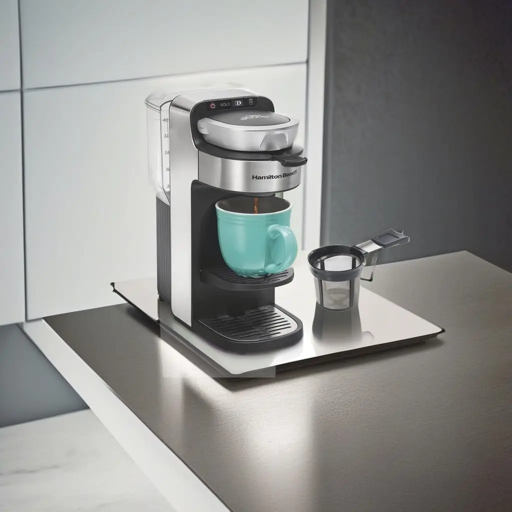 The Scoop Single Serve Coffee Maker & Fast Grounds Brewer for 8-14oz. Cups, Brews in Minutes, 40oz. Removable Reservoir, Stainle