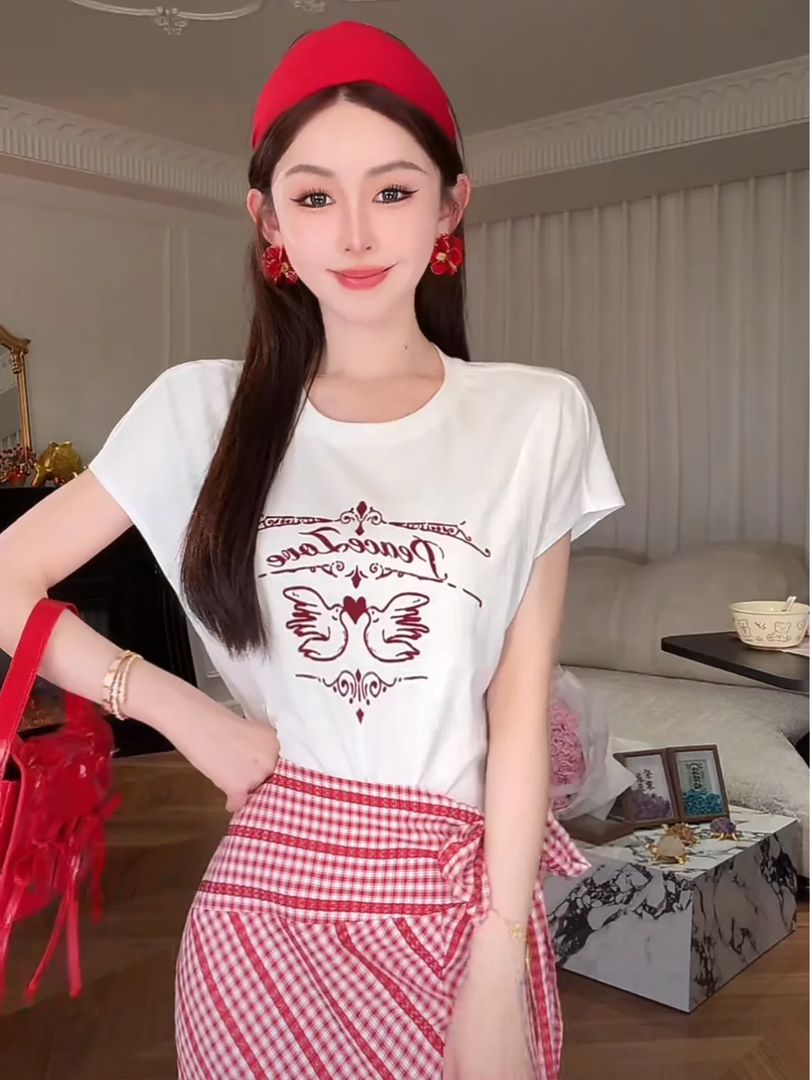 

Женская футболка Angel's Love Summer 2025 с принтом мира, хлопковая свободная футболка со снежинками, ор Све Ele Sle, круглый Ne