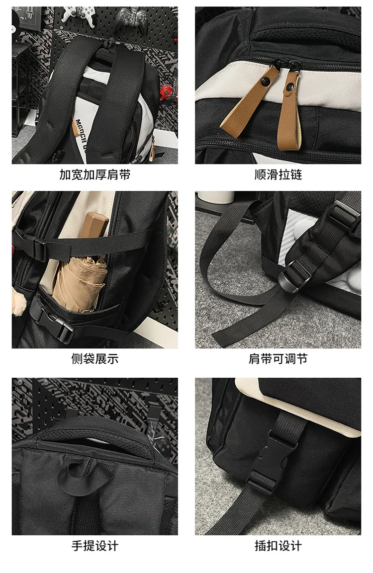 حقائب مدرسية ذات سعة كبيرة على ظهره للرياضات الخارجية من النايلون المقاوم للماء حقيبة مدرسية للسفر Unsiex زوجين حقيبة الأمتعة على ظهره #5