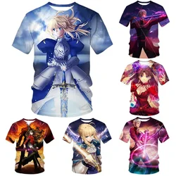 Summer Causal Round Neck Short Sleeve New Fashion Cool Fate Stay Night Printing 3d Printing Men's T-shirt