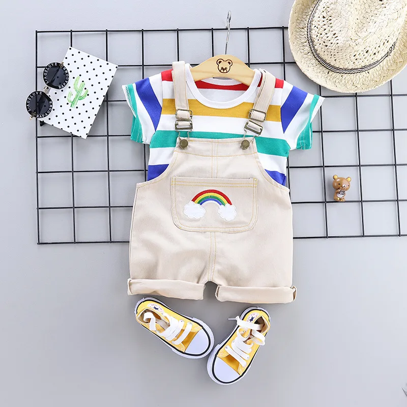 handsome Fashion baby boys Clothing sets Korean Version Little kids overalls Clothes Suits summer