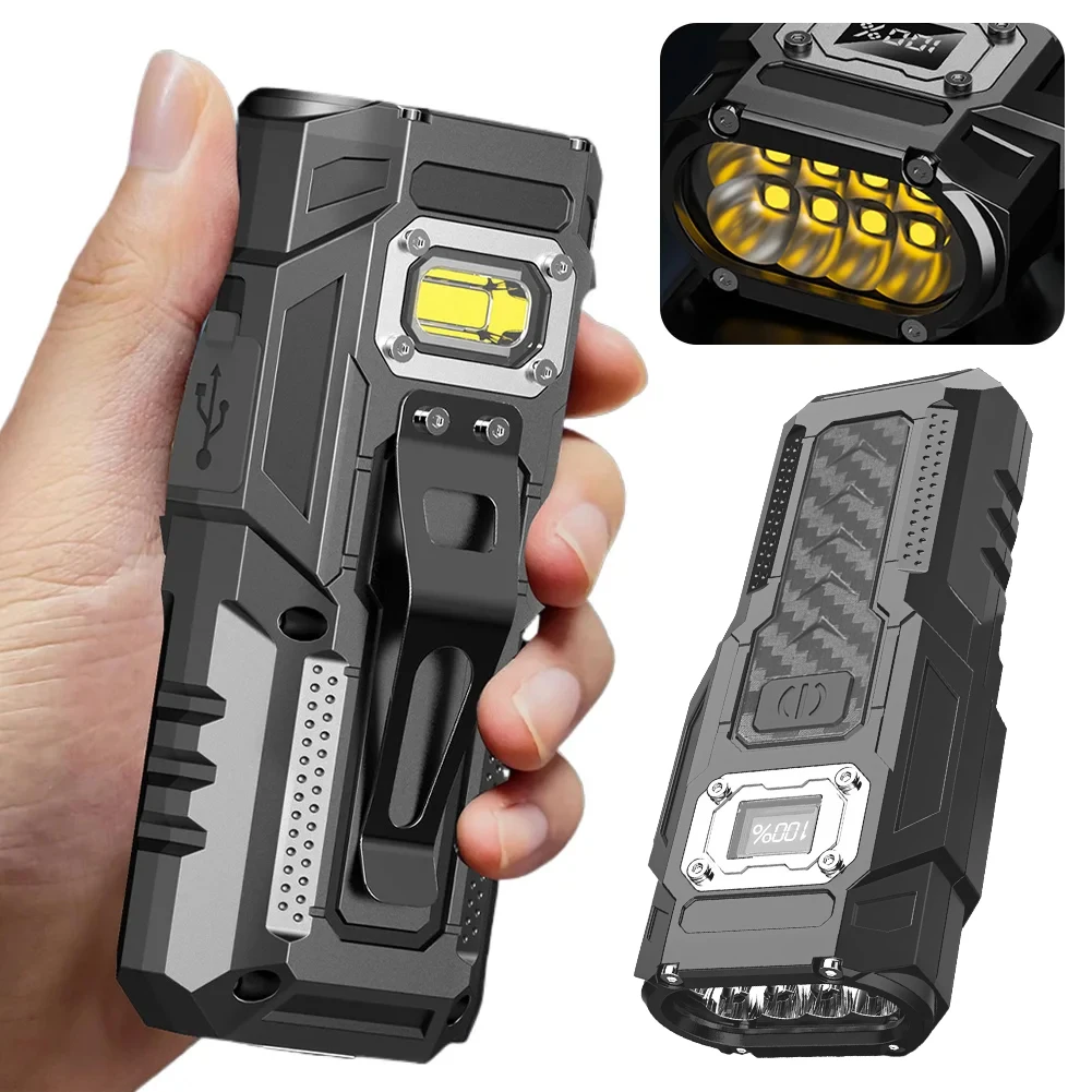 8 LED+COB Flashlight Strong Light USB Rechargeable Tactical Flashlight with Strong Magnet Work Emergency Lighting Torch Lamp