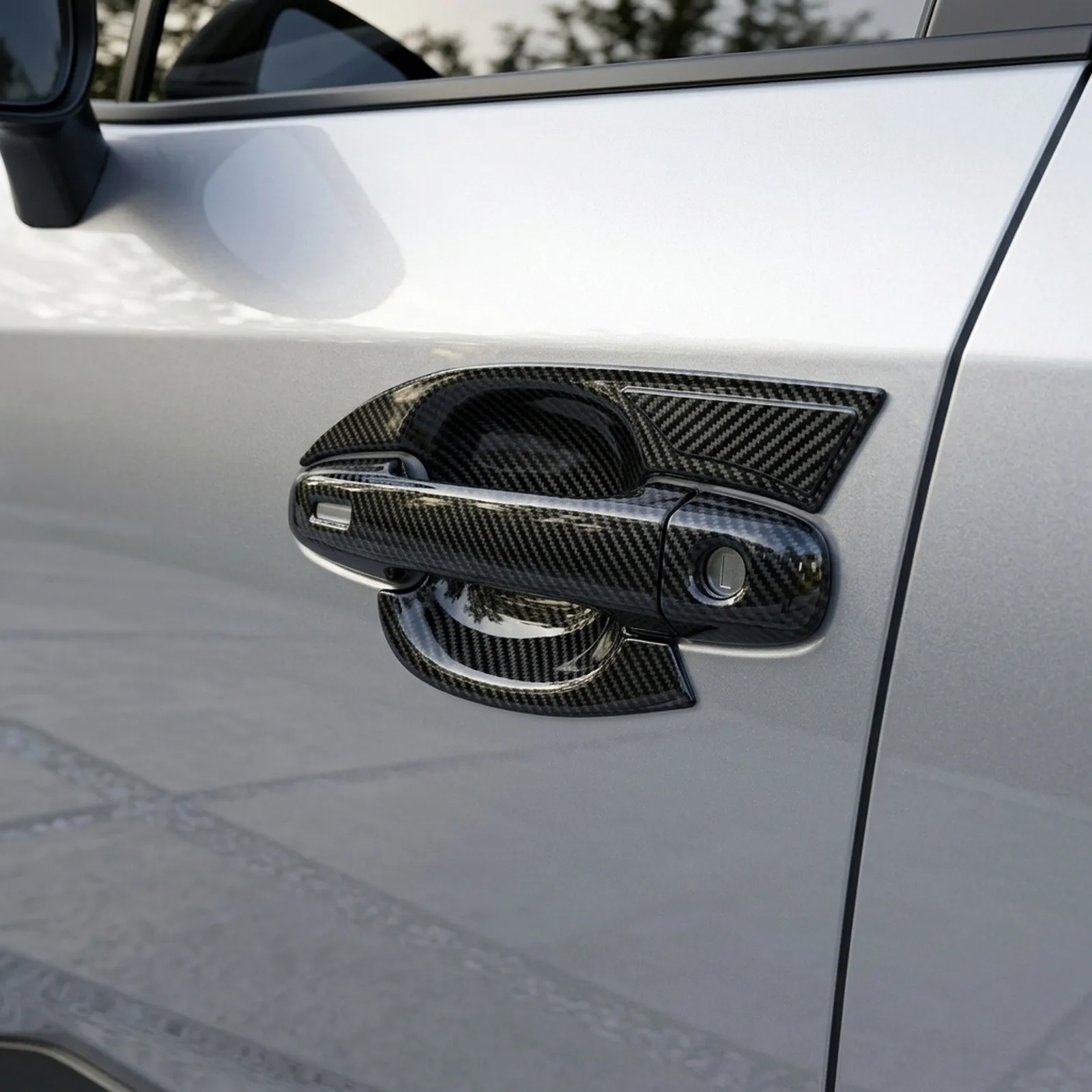 Car Decoration Car Protection Carbon Fiber Door Handle Cover for c-hr Door Handle Trim Carbon Fiber Material Epoxy Coating
