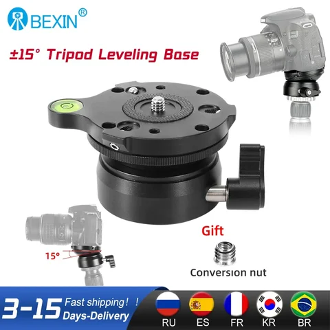 BEXIN-Base de nivelamento de cabeça tripé placa com nível de bolha fotografia aérea hemisférica profissional para câmera DSLR