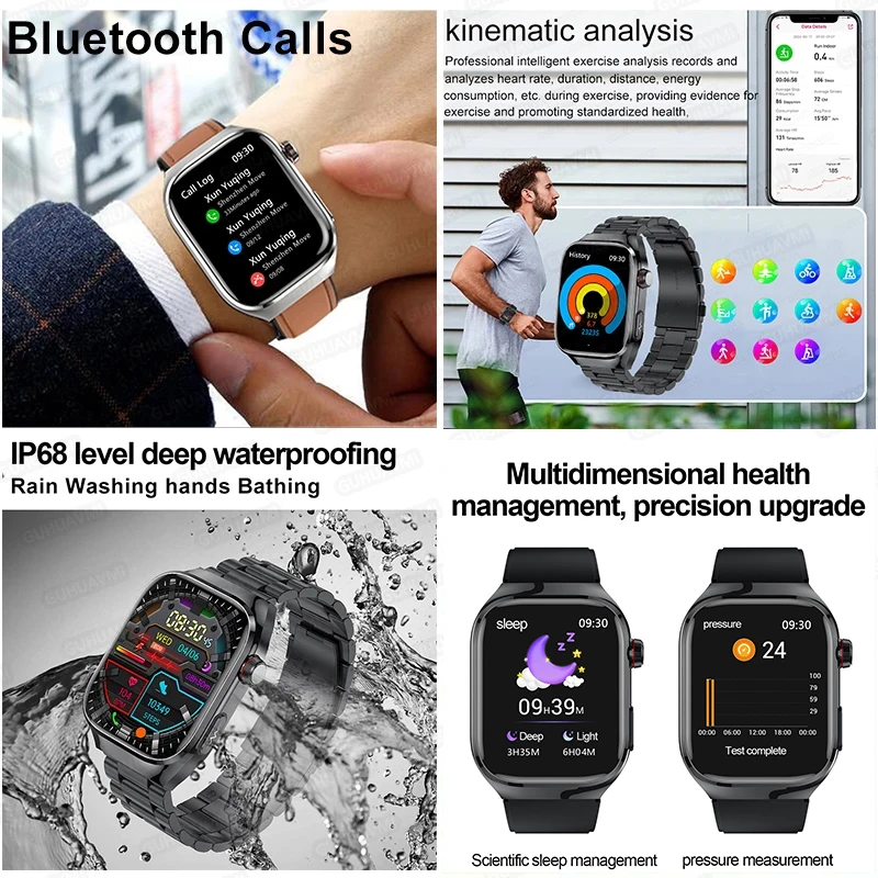 2024 neue medizinische Qualität Gesundheit Smartwatch für Frauen Männer Blutzucker Fett Harnsäure HD Amoled Bildschirm Bluetooth Anruf Smartwatches