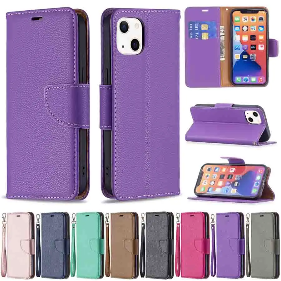 Lychee Pattern Leather Wallet Case For iPhone 13 Pro Max 12 Pro Max 11 Pro Max SE 2020 X XS XR XS Max 8 Plus 7 Plus 6/6S Plus