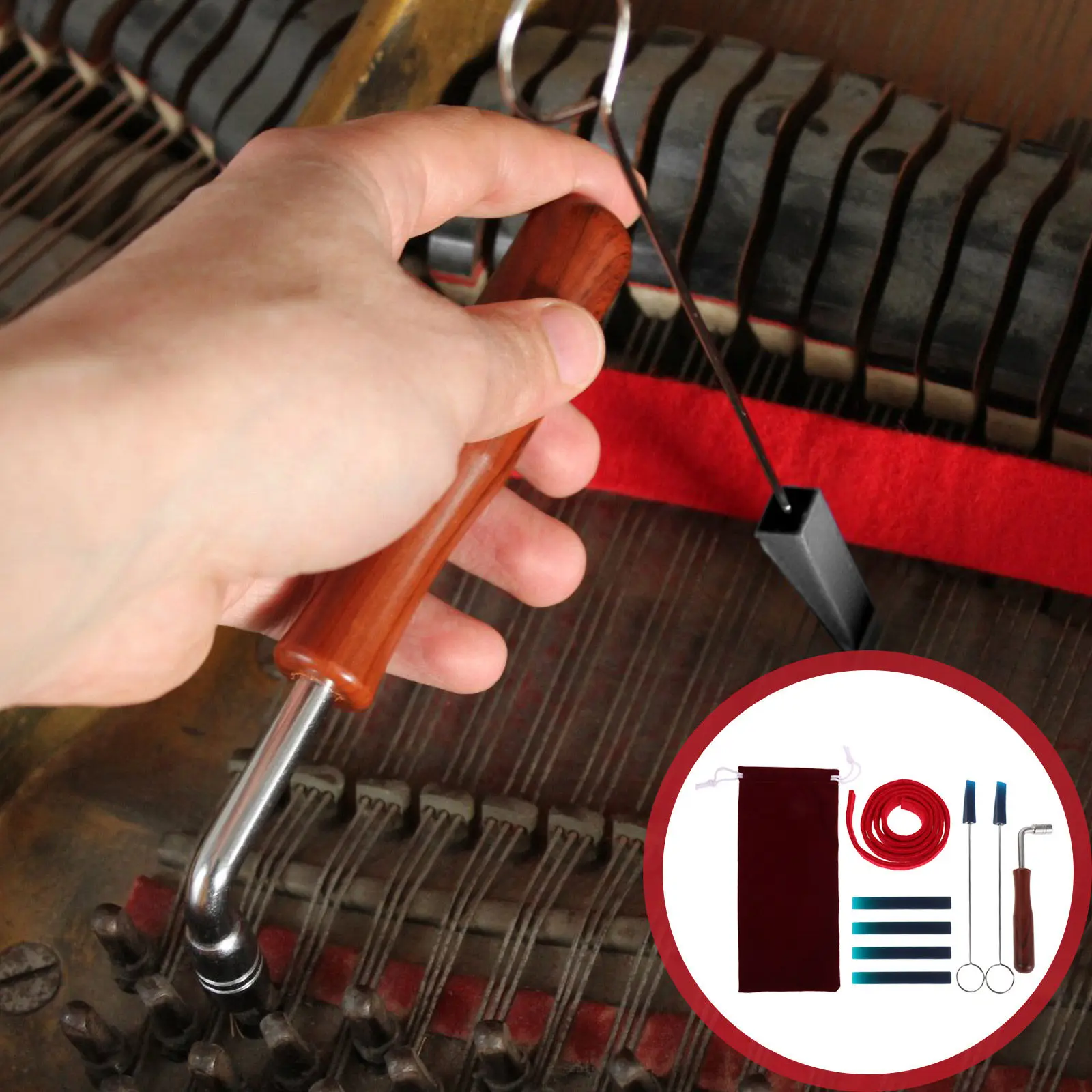 

Набор для настройки пианино: прецизионный эргономичный ключ для фортепиано, профессиональный набор инструментов для ремонта музыкальных инструментов, молоток, заглушка