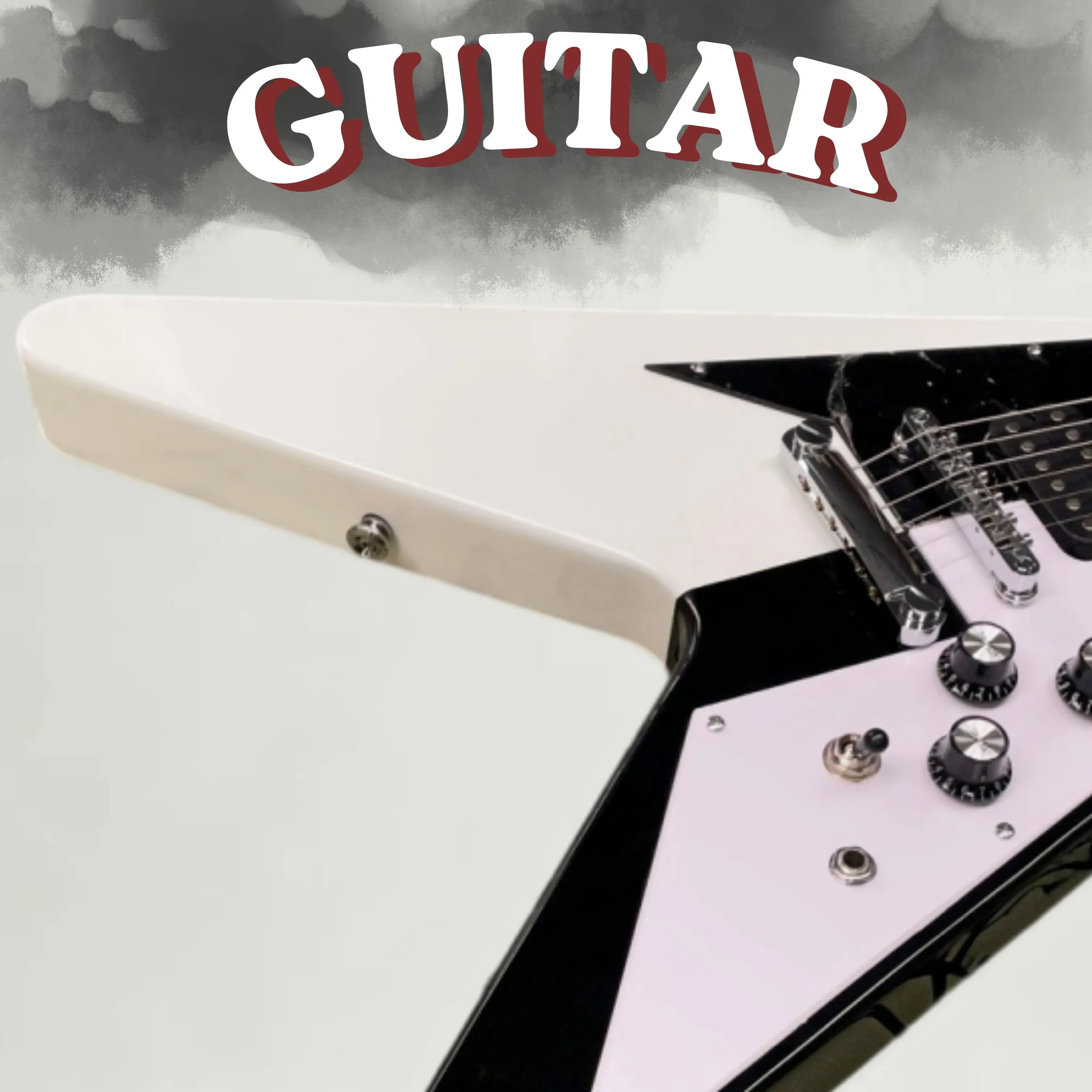 6-String Solid Body Electric Guitar, Gloss Black & White Contrast Finish,HH Pickups Guitars, Rosewood Fingerboard Guitarra