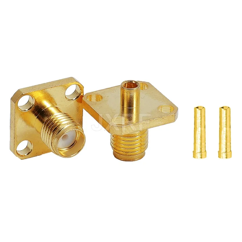 

Gold-Plated SMA-KFB2 Flange Connector for RG405/086 Cable - Full Brass RF Adapter with Square Plate for Semi-Rigid Cables
