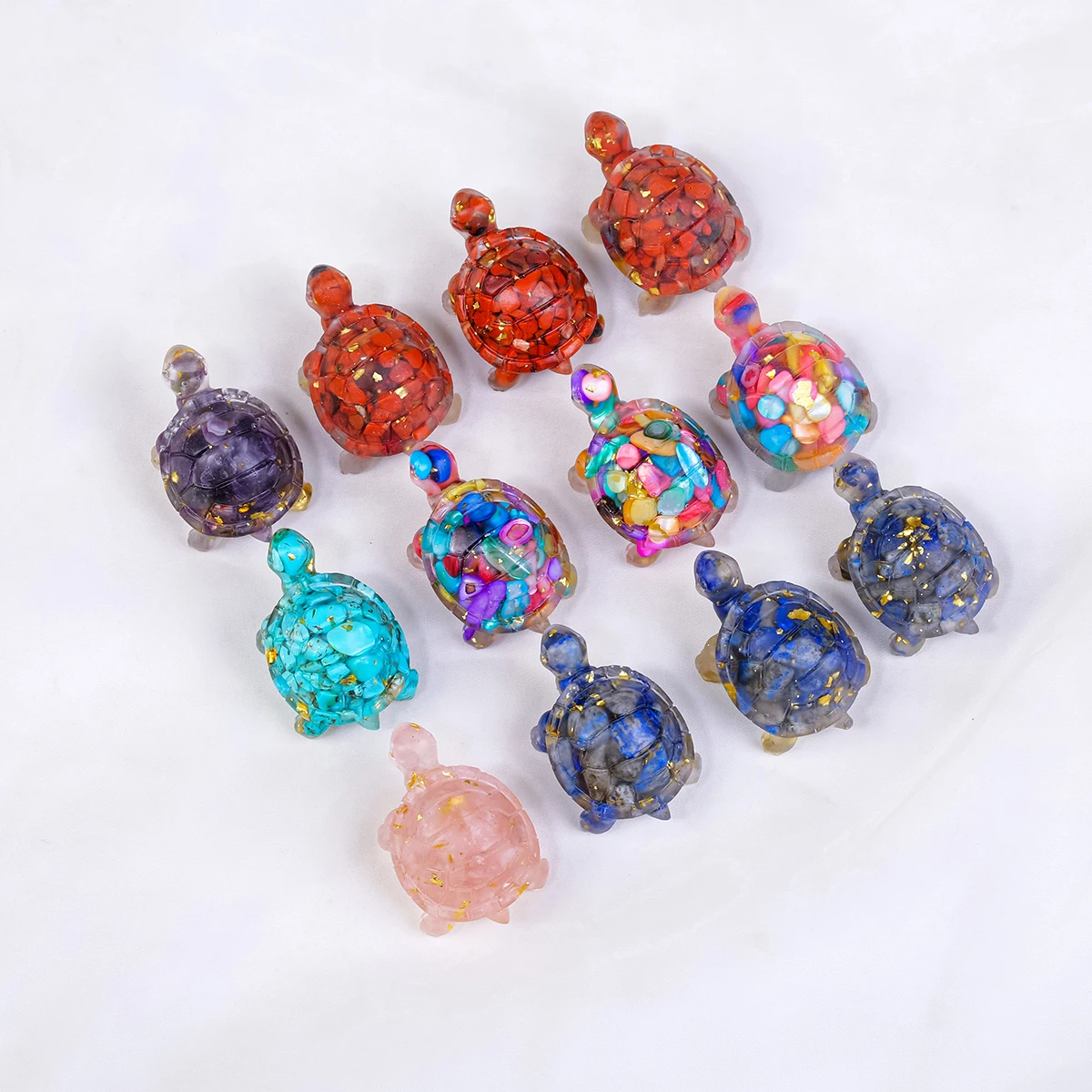 1pc Natural Crystal Gravel Drip Resin Small Turtle Crystal Handicraft Car Home Desktop Decoration Ornaments