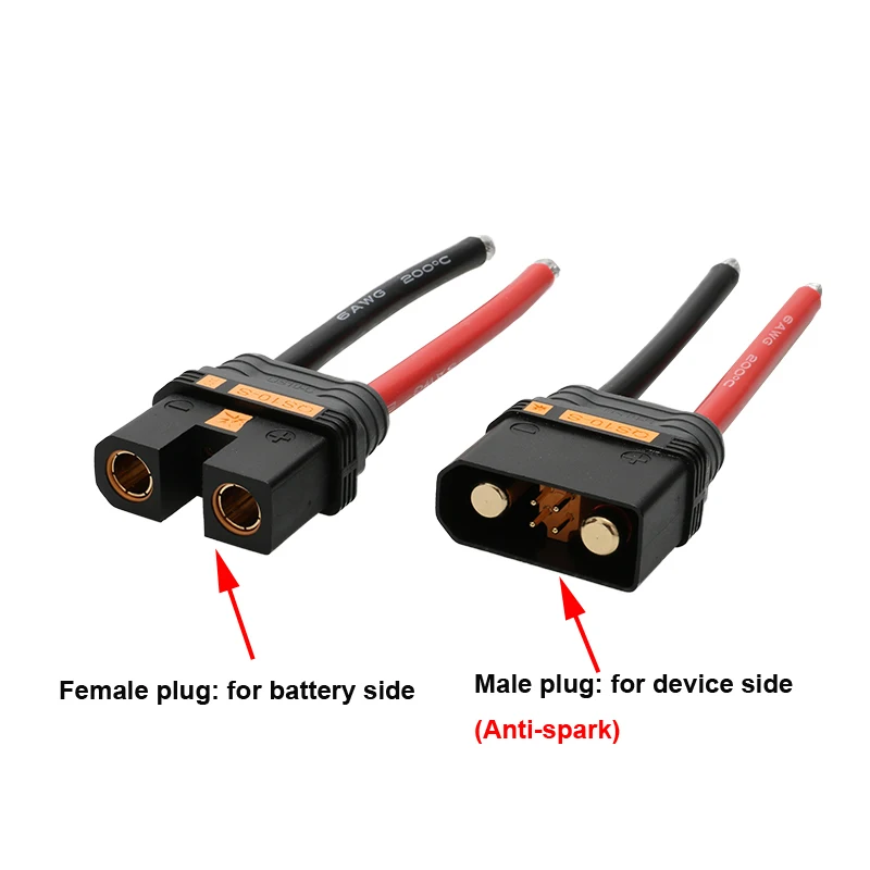 1Pair RC Agriculture Drone E-bike QS10-S Cable Plug Male Female Power Battery Connector Adapter with 6AWG 100mm Silicone Wire