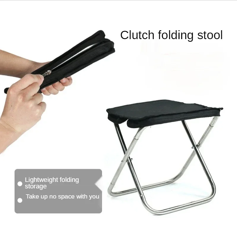 Outdoor handbag folding stool portable folding chair stainless steel fishing chair travel subway ultralight small bench