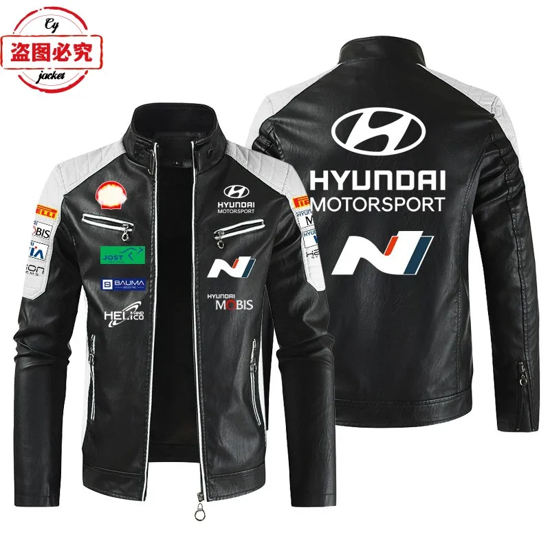 Hyundai N Racing LOGOpu Leather Men's Jacket WRS Rally Hyundai N Team Uniform