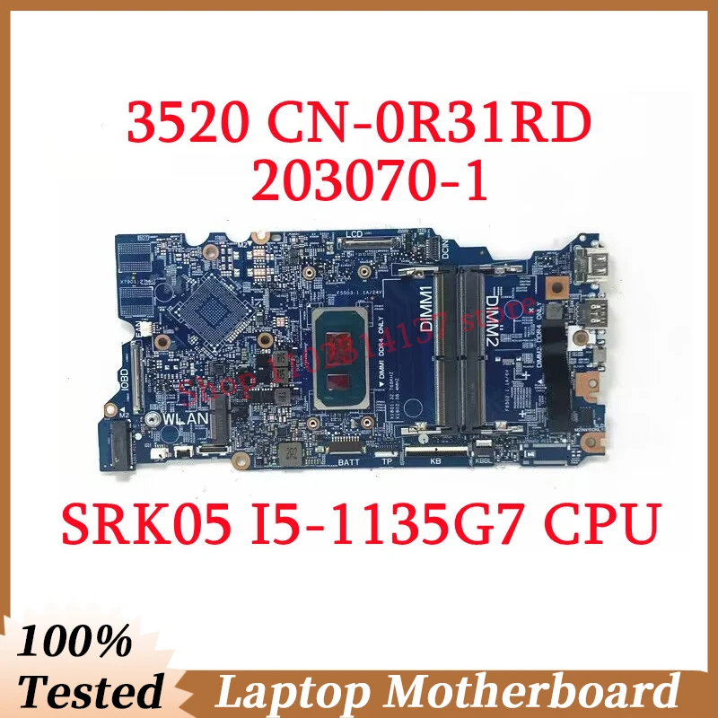 

For DELL 3520 CN-0R31RD 0R31RD R31RD With SRK05 I5-1135G7 CPU Mainboard 203070-1 Laptop Motherboard 100%Full Tested Working Well