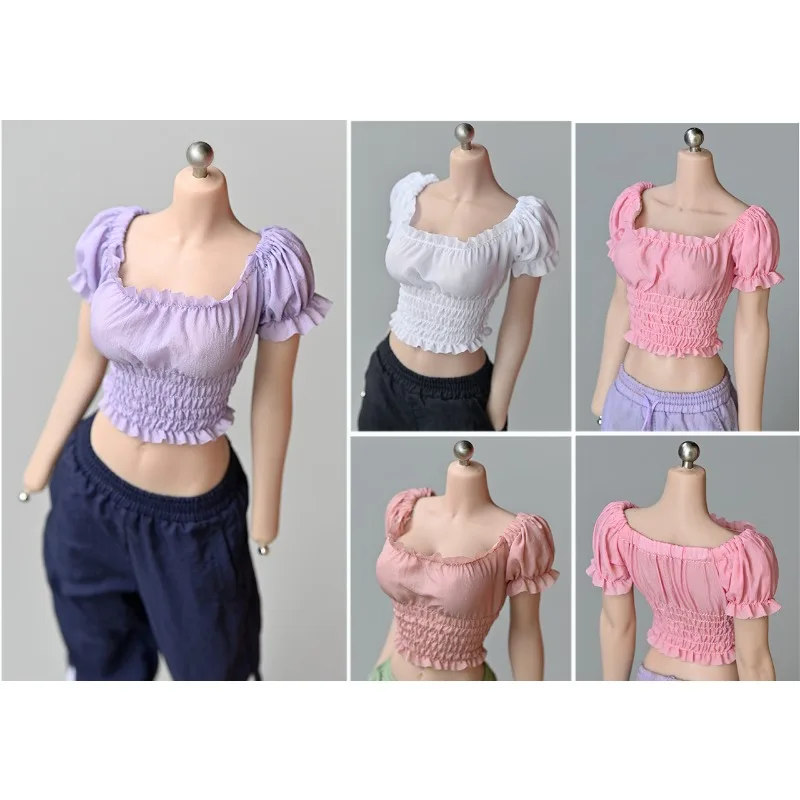 1/6 Scale Female Bubble Sleeve Pleated Top Strapless Clothing Model Accessory for 12inch Action Figures Dolls Tbl Toys