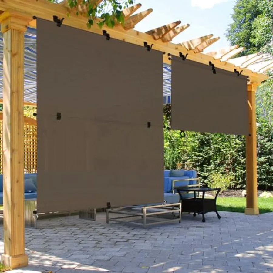 

4'Wx6'H Patio Shades Roll Up Outdoor 240GSM Foldable Roller Shades Exterior Porch Blinds Sun Screen for Outside Deck Pergola Ba