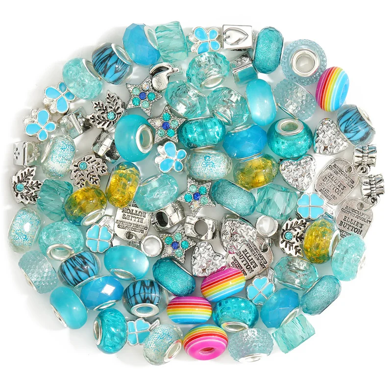 125 Pieces European Craft Beads Large Hole Spacer Beads Rhinestone Metal Charms Supplies for Bracelet Necklace Jewelry Making