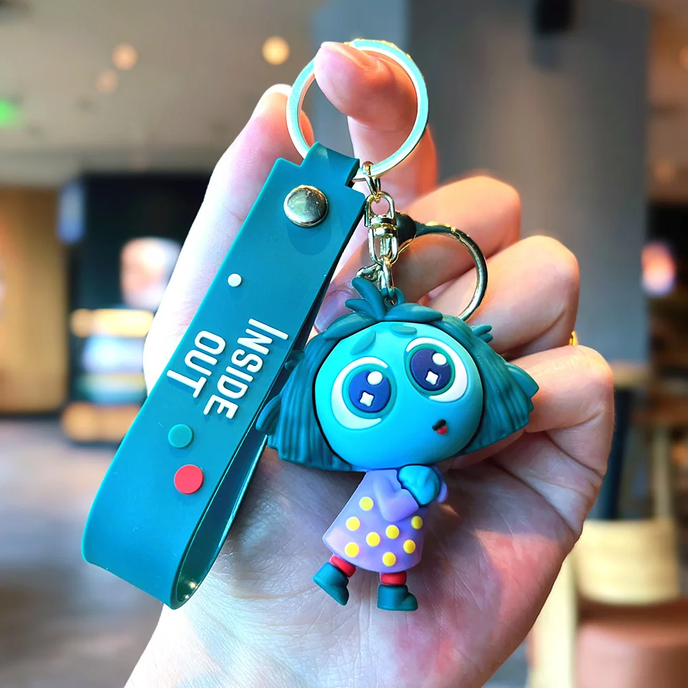 Miniso Cute Cartoon Disney Inside Out Keychains Anime Joy Sadness Anger Disgust Fear Action Figure Toy Key Rings Kawaii Bags Pen