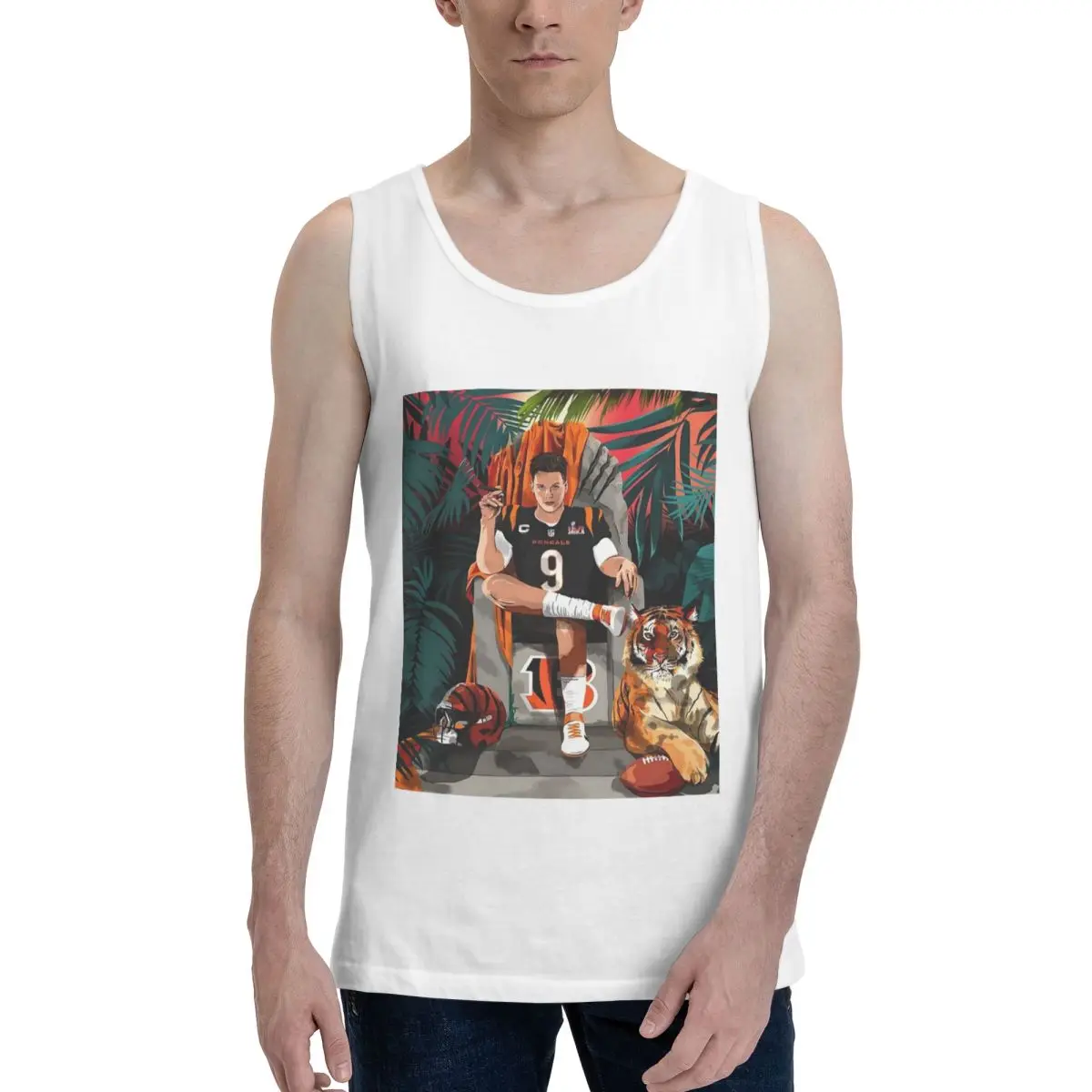 Joe Burrow Bengals 1 100% Cotton Men's Sweatshirt Vest Sleeveless Clothing Tees Men Tank Tops T-shirt
