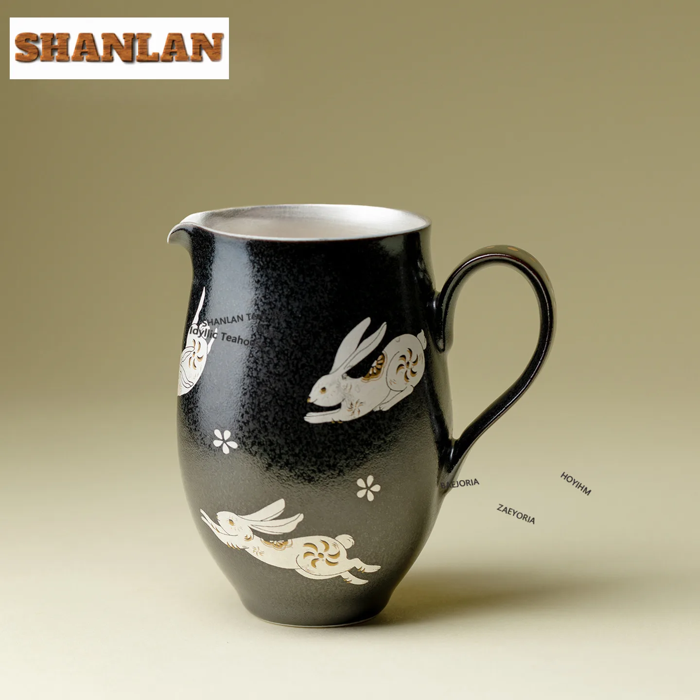 200ml Ink Shadow Rabbit Leap Silver-plated Tea Pitcher Pour Tea Cha Hai Dispenser Justice Cup Fair Mug Tea Ceremony Supplies