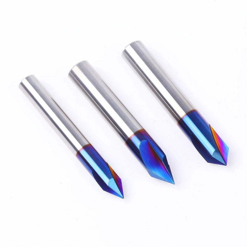 일체형 합금 그루빙 커터, V자형 밀링 커터, 1/4 인치 생크, 8mm 생크, 3 날, 60 도, 90 도