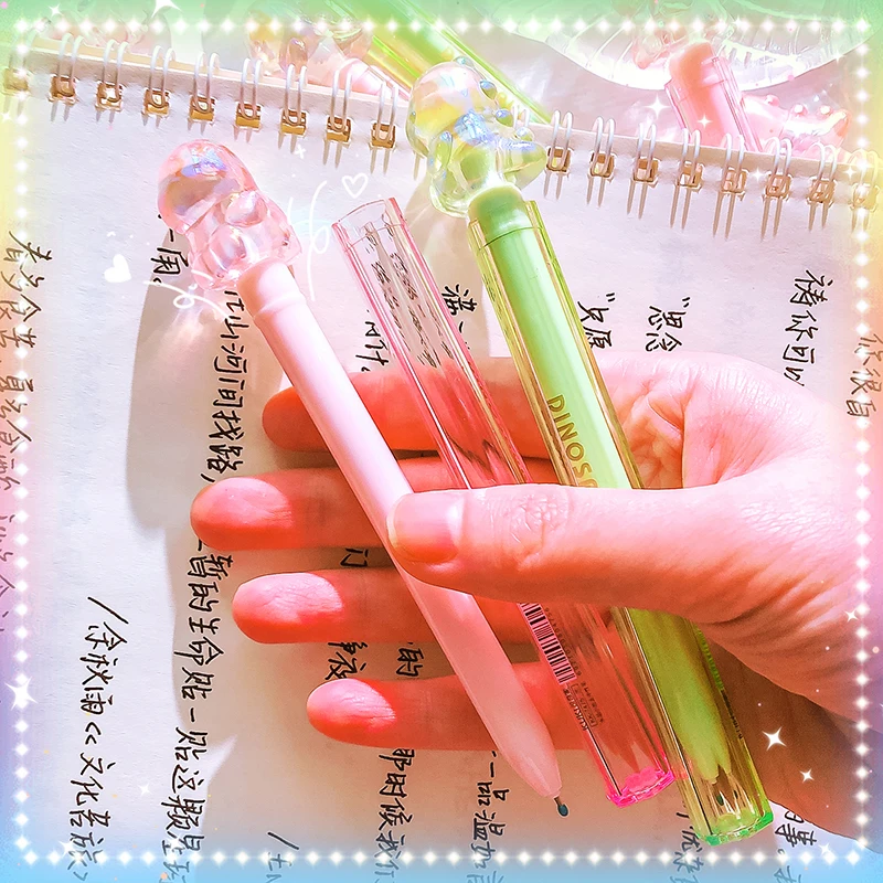 Kawaii stationery gel pens Aesthetic stationery items Office accessories Dinosaurs Lipstick shape ballpoint pens luxury gel pen image 3