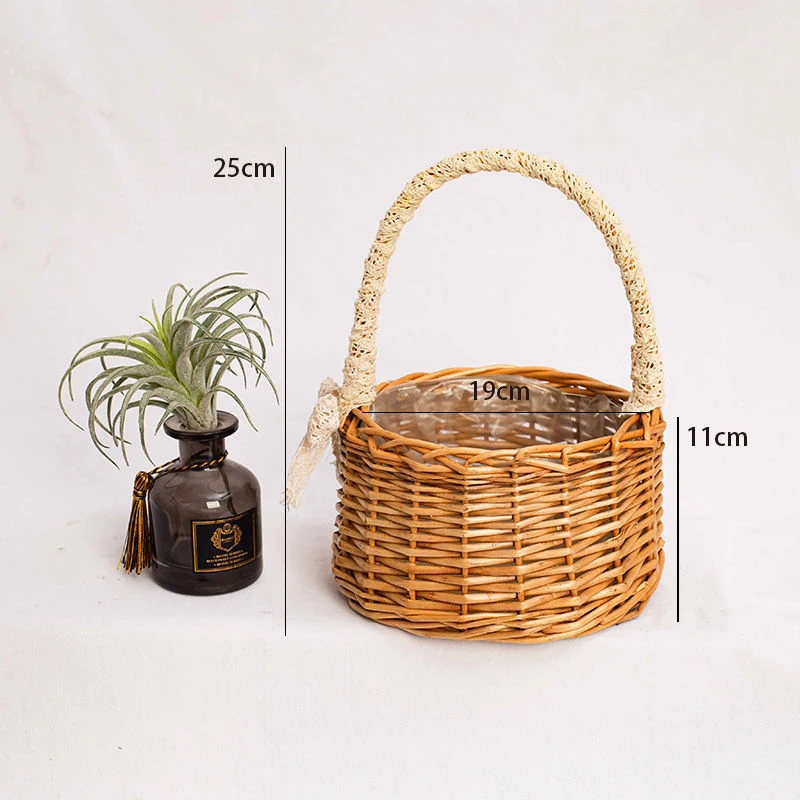 Wedding flower basket rattan wicker creative hand-held flower basket display decoration performance flower basket Sen department