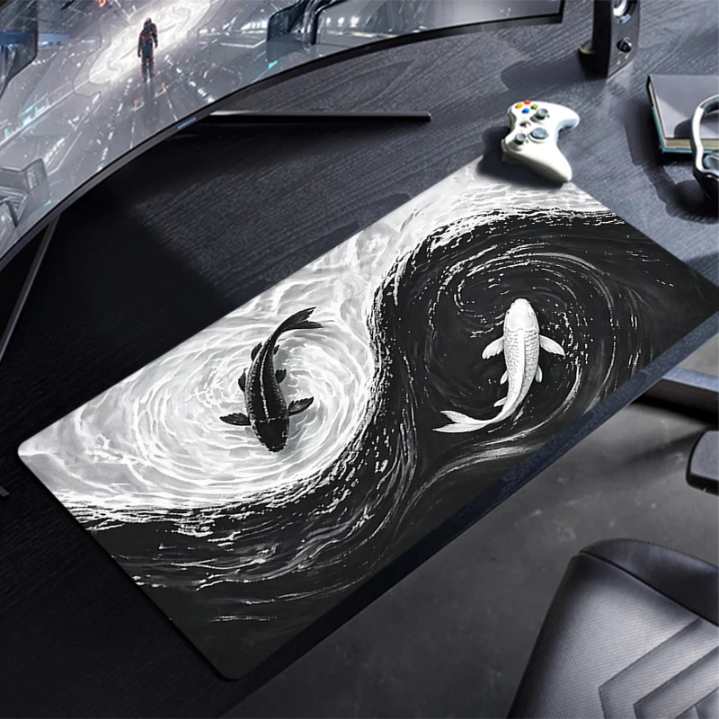 Mouse Pad Bagua Diagram koi fish Gamers Large Computer Extended Game Mousepad Desk Mat Keyboard Rubber Durable Carpet