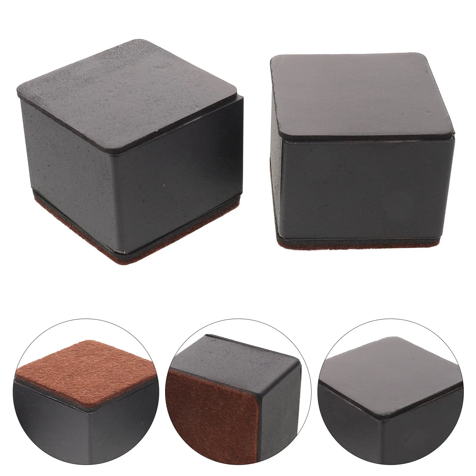 4Pcs Square Bed Risers Self-Adhesive Carbon Steel Furniture Leg Elevators with Felt Pads Heavy Duty Lift Blocks for Metal Frame