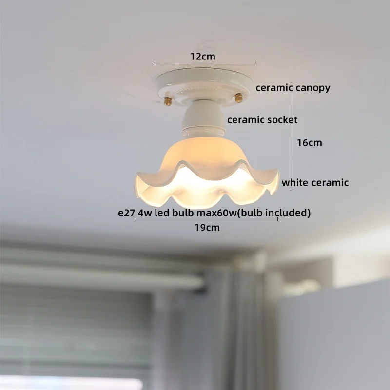 IWHD Indoor Lighting LED Ceiling Light Fixtures Ceramic Copper Porch Living Room Balcony Modern Ceiling Lamp Home Decor Lamparas