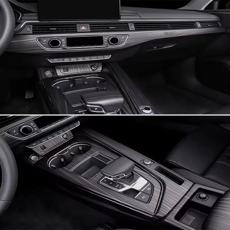 For Audi A4L A5 2017-2024 Wood Grain Carbon fiber Sticker ABS Interior Modification Decoration Center Console Gear Dashboard
