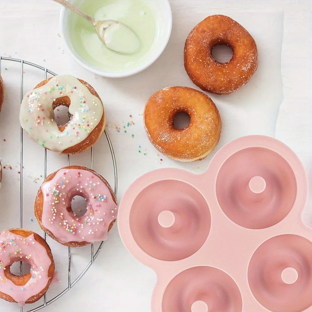 ​ 1 قطعة قالب دونات السيليكون 4 تجويف غير عصا قابلة لإعادة الاستخدام للمقلاة الهوائية والفرن الخبز دونات عموم اكسسوارات أدوات الكعكة
