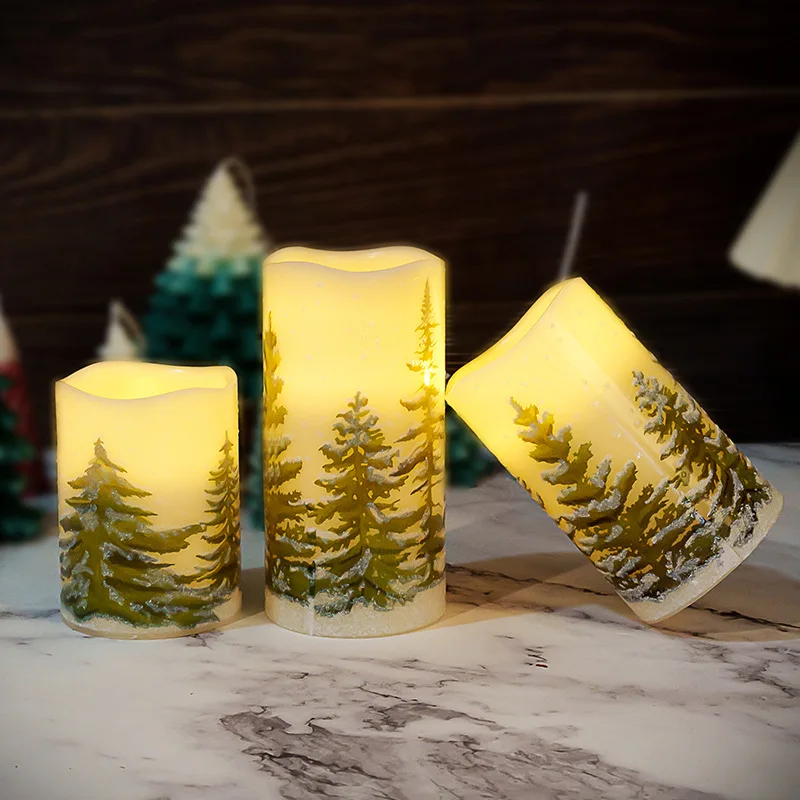 Árvore de Natal LED velas eletrônicas, decoração atmosfera romântica, luminosa vela lâmpada, adereços