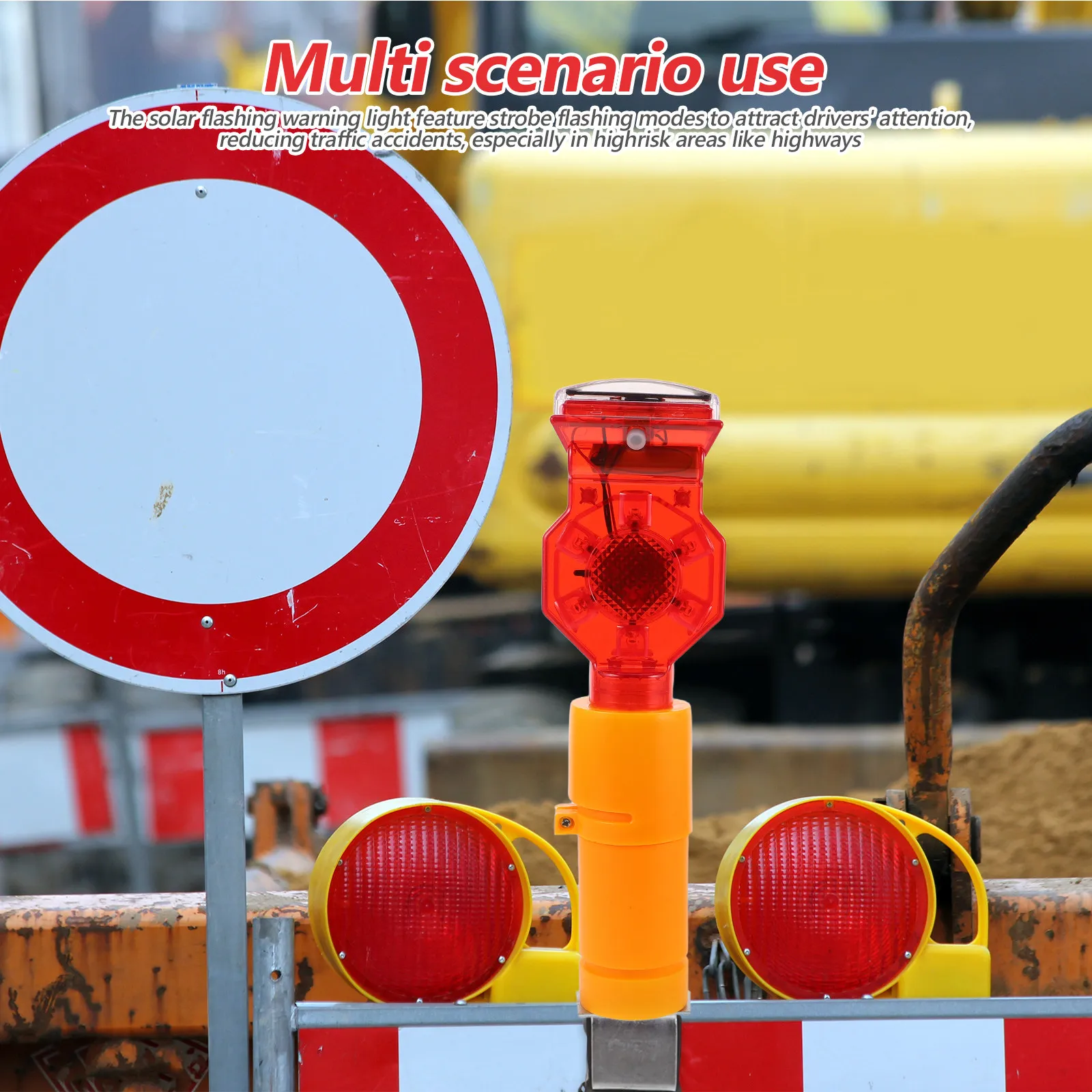 Solar Powered Construction Barricade Signal Light Solar Strobe Flash Warning Lamp Road Traffic Safety Warning Light