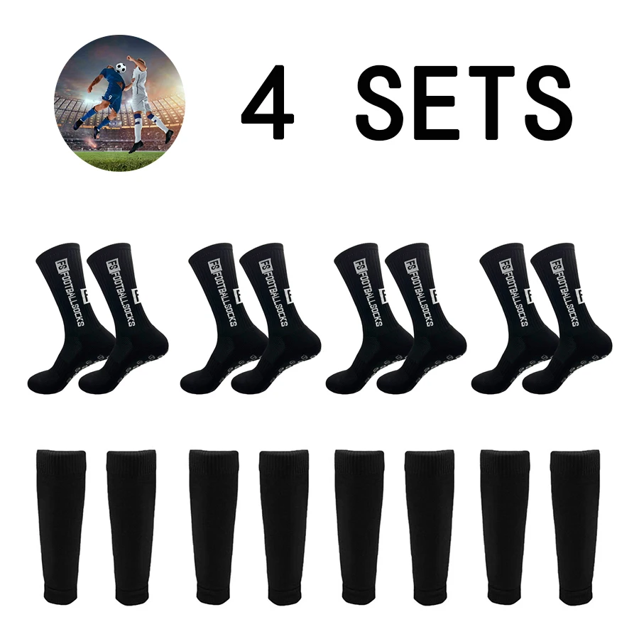 

8 Pairs Football Socks Breathable Non Slip Grip Socks Soccer Cycling Socks Yoga Protective Shin Guard Socks Sport Leg Sleeve