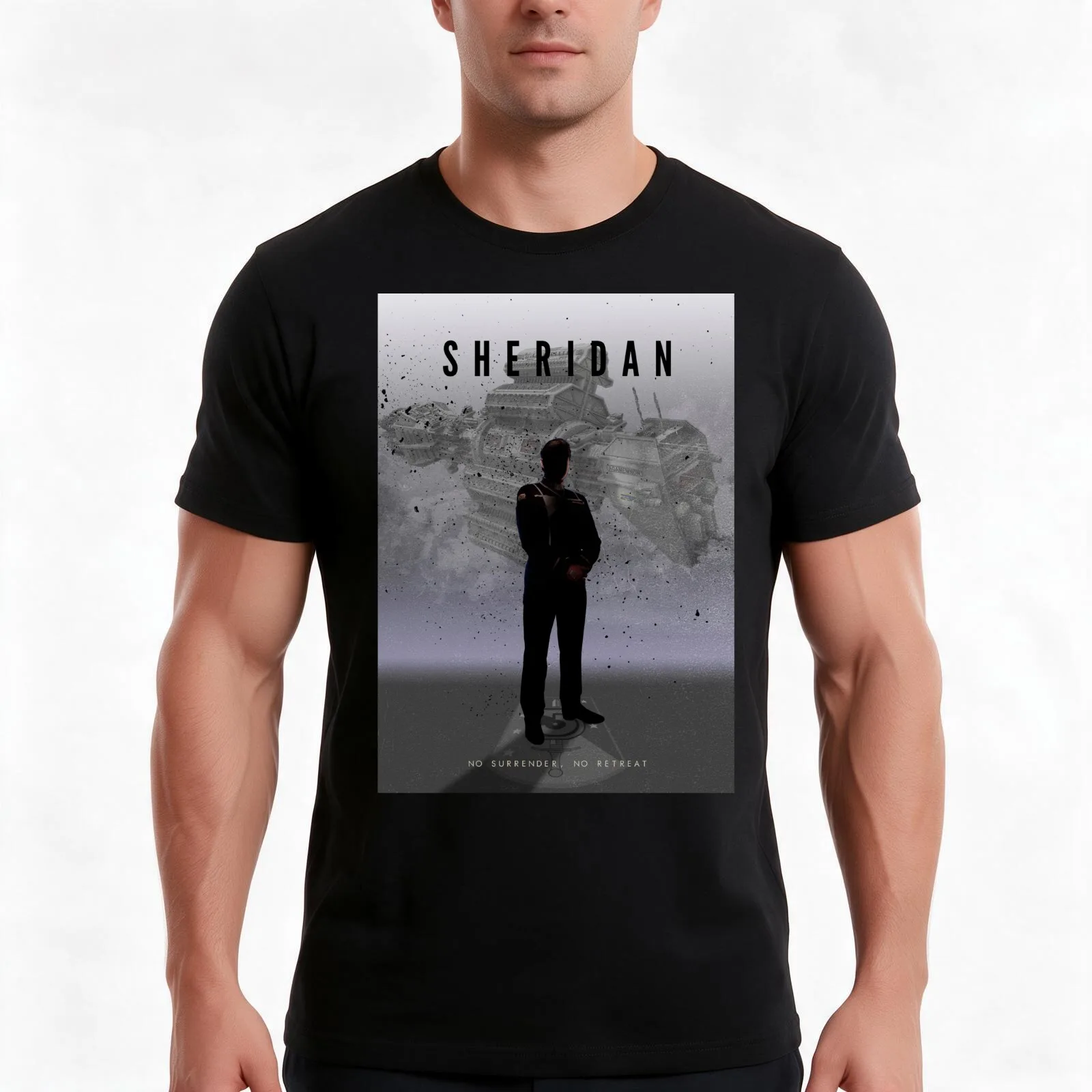 Babylon 5 - Sheridan T-Shirt, Summer Casual Cotton Tee, Oversized Streetwear Tops, Vintage Graphic Print, Loose Fit Short Sleeve