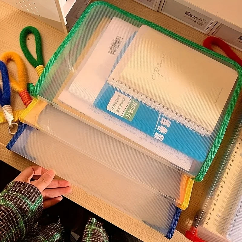 1 قطعة الحقيبة شفافة سستة حقيبة مستندات مقاوم للماء البريدي مجلدات الملفات A4 اللوازم المكتبية المدرسية مقلمة أكياس التخزين