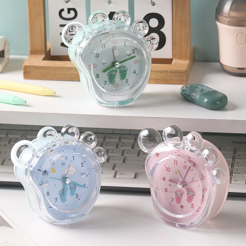 

2025 New Cartoon Foot-shaped Alarm Clock Silent Second-hand Sweep with Light for Students in Dormitories
