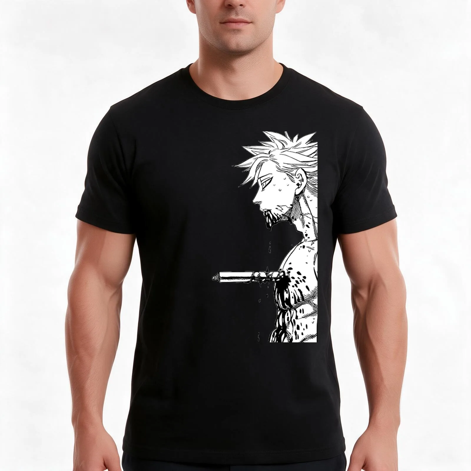 Ban Brutal Design T-Shirt, Summer Casual Cotton Tee, Oversized Streetwear Tops, Vintage Graphic Print, Loose Fit Short Sleeve