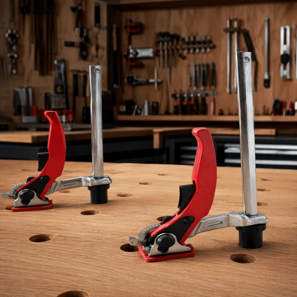 Quick Ratchet Mechanism Bench Dog Clamp Vertical Surface Extended Dog End Workbench Clamp Quick Ratchet fixture For Woodworking